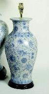 ALEXANDERS  PALE BLUE FLORAL FISHTAIL LAMP